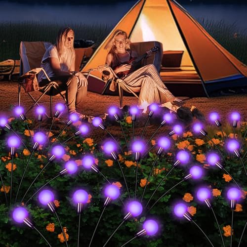 NBQQ Solar Garden Lights Outdoor, Waterproof Solar Powered Lights for Yard Pathway Patio, Swaying Lawn Decor as Gardening Gifts for Women Holiday (Purple, 4 Pack) - color: Purple, size: 4 pack