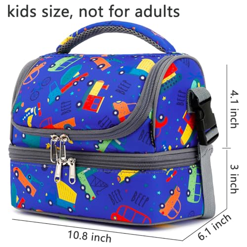 FlowFly Kids Double Decker Cooler Insulated Lunch Bag Large Tote for Boys, Girls, Men, Women, With Adjustable Strap, Car - color: Assorted/Multicolor