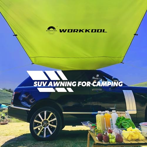 Awning Tarp for Camping,Tailgate Awnings & Shelters for Sun Shade and Waterproof, Outdoor Rear&Side Vehicle Awning Shelter for Van, MPV, Campers(10 * 6.56ft,Green) - color: GREEN