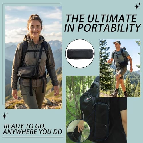 12" Portable Collapsible Stool - Folding Chair with Storage Pouch, Convertible Satchel for Hands-Free Carry & Supports 265Lbs, Ultralight for Hiking, Fishing, Camping, Festivals (Black, Standard) - color: Black, size: Standard