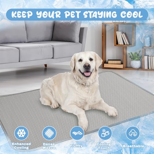 Buvlnee Summer Dog Cooling Mat Washable Ice Silk Self Cool Pad for Small Medium Large Dogs and Cats, Pet Sleeping Pad for Crate, Bed, Indoor & Outdoor Floor, Car Seats - color: Gray, size: 59x40in