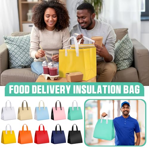 Kacctyen 50 Pcs Insulated Take Away Bags Bulk Thermal Insulation Food for Coffee Milk Tea Pizza Hot Cold Food Delivery Cooler Bag for Catering Restaurant Grocery Picnic, 9.5" x 9.5" x 6"(Multicolor) - color: Multicolor
