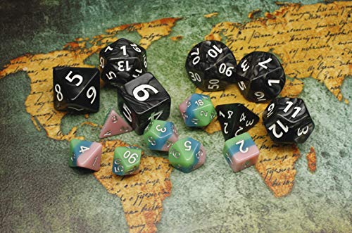 Dungeons and Dragons D&D Giant Black 25mm Polyhedral Dice Set - RPG Dice Bag, Pathfinder, MTG - color: Black