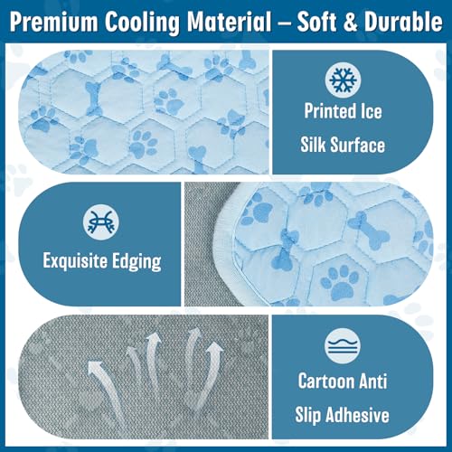 Cooling Mat for Dogs, Q-Max>0.5 Reusable Washable Dog Cooling Pad, Non-Toxic Breathable Pet Cool Blanket, Portable Cooling Bed for Dogs Cats, Indoor Outdoor Summer Heat Relief, No Refrigeration Needed - size: Medium