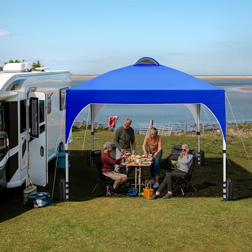 Yaheetech 6.6x6.6 Pop Up Canopy Tent with Vent, Easy Set Up Tent, Instant Sun Shelter Canopy with Wheeled Bag, 4 Sandbags, 8 Stakes & 4 Ropes, for Parties, Beach, Outdoor, Blue - color: Blue, size: 6.6×6.6