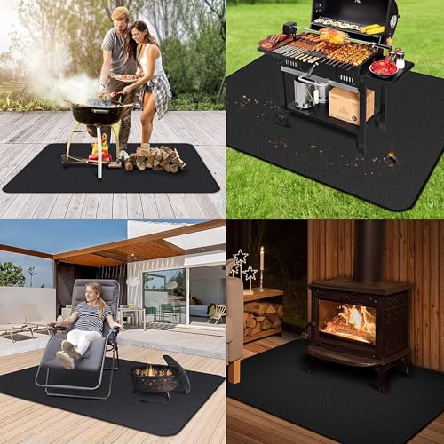UBeesize 65 x 48 inches Under Grill Mats for Outdoor Grill,Fireproof Fire Pit Mat,Indoor Fireplace Mat Fire Pit Mat,Oil-Proof Waterproof BBQ Protector for Lawn, Smokers, Gas Grills, Deck and Patio