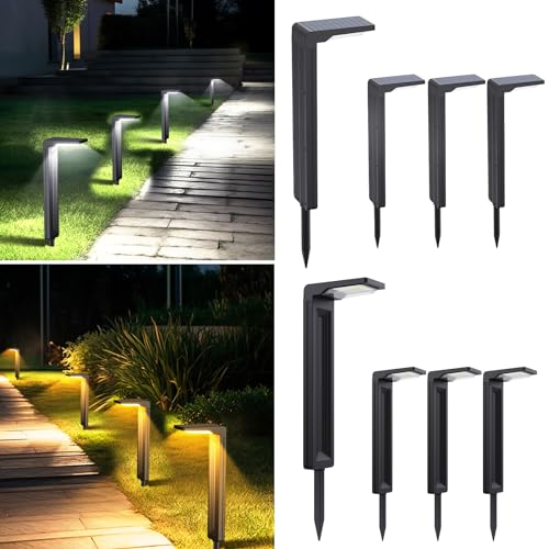 Sunvivo Solar Path Lights,2 Modes(Cold White or Warm White),Bright Solar Path Light Outdoor Waterproof,Perfect Elegant Guide Light or Deco for Yard,Garden,Lawn,Sideway,Driveway,Outdoor Event(8Pack) - color: Cold White and Warm White Light, size: 8 Pack