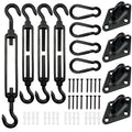 Shade Sail Hardware Kit 6 Inch - 304 Stainless Steel Sun Shade Hardware for Triangle/Rectangle Outdoor Sun Shade Sail, Black, 44 Pcs - size: M6-44pcs