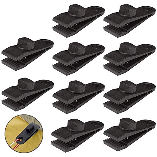 HengLiSam Tarp Clips, Heavy Duty Lock Grip, Clamps Withstand 60mph Strong Wind Fit for Awnings, Outdoor Camping, Caravan Canopies, Car Covers, Swimming Pool Covers (10 pcs) - size: 10pack