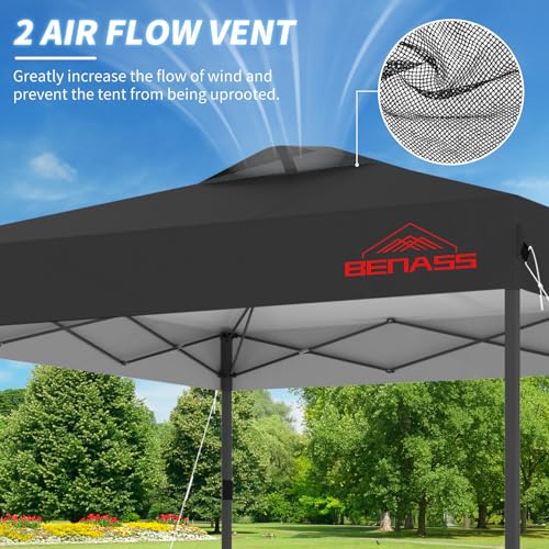 8x8 Pop Up Canopy, Easy Up Canopy Tent, Heavy Duty Tents for Parties, One Person Set Up Event Tent, Black - color: Black, size: 8x8