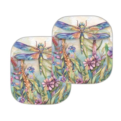 Dragonfly Floral Sunshade for Car Windshield Reflective Blocks Heat and Sun Foldable Sun Shade Shield Car Accessories Keeps Your Vehicle Cool Sun Visor Universal Fit Most Cars - color: Dragonfly Floral