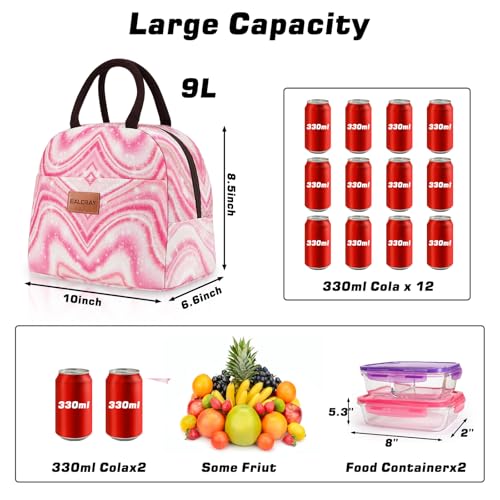 BALORAY Lunch Bag for Women Men Cute Reusable Insulated Lunch Box Large Capacity Lunch Tote Bag for Work, Picnic or Travel(Shimmery Pink) - color: Shimmery Pink, size: M