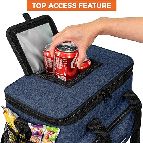 OPUX Soft Cooler Bag, Insulated Collapsible Lunch Cooler Tote for Men Work Camping Beach Travel, Portable Soft Sided Leakproof Waterproof Large Lunch Bag Box with Shoulder Strap 30 Cans, Heather Navy - color: Heather Navy, size: 30 Cans