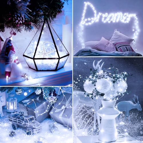 Minetom 6 Pack Fairy Lights Battery Operated String Lights - 7ft 20 LED Waterproof Silver Wire Firefly Lights Waterproof for DIY Crafts Wedding Décor Table Mason Jars Party, White - size: 6 Pack - White