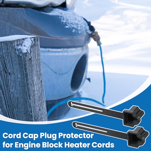 Feekoon 2 Pack 3 Prong Plug Protector for Engine Block Heater Cords, Weatherproof Extension Cord Plug Cover for Outside, Extension Cord End Cover Protector for 120 Volt Plugs(Black)