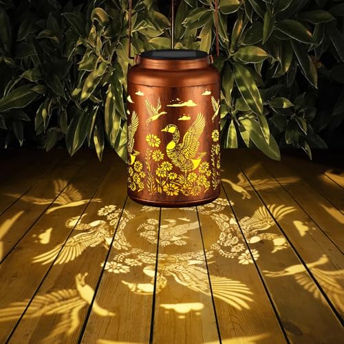 Solar Lanterns Outdoor Waterproof Garden Decor Birthday Gifts for Women Mom Grandma Hanging Lights Metal Decoration Outside for Yard, Patio,Backyard,Porch(Wild Goose) - style: Wild Goose