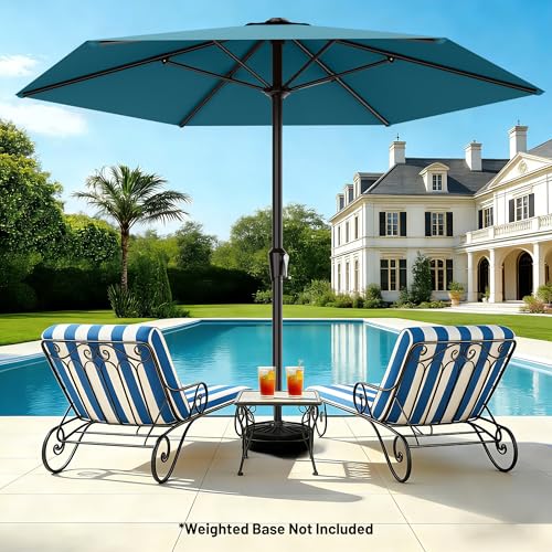 AreShark 11 FT Patio Umbrella for Outdoor, Outdoor Table Umbrella with Push Button Tilt and Crank, Outdoor Patio Umbrellas with 6 Sturdy Ribs, Patio Umbrellas for Market, Garden, Pool (Lake Blue) - color: Lake Blue, size: 11ft