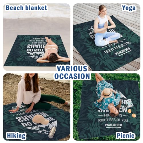 Camping Tracks Pocket Picnic Blankets, Camp Mini Beach Camping Blanket Waterproof Sandproof, Rustic Green Leaf RV Outdoor Picnic Blanket Mat Gifts for Camper Campsite Travel Hiking 55x60in - color: Shaken