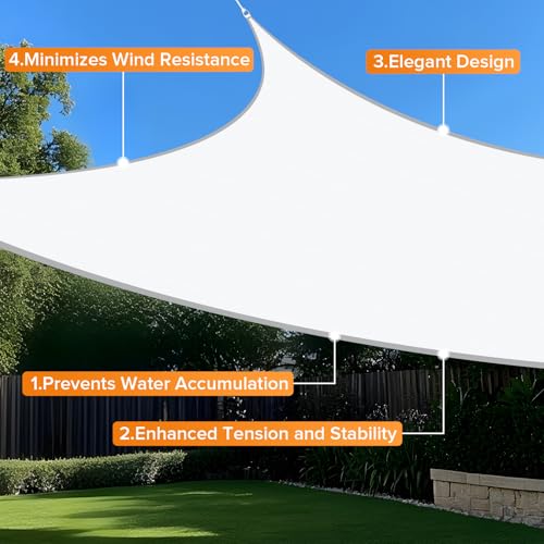 Artpuch Sun Shade Sail White 14'X17'Customized Curved Edges Rectangle Canopy 95% UV Block Sun Shade for Outdoor Patio Garden Backyard (We Make Custom Size) - color: White, size: 14'X17'Customized