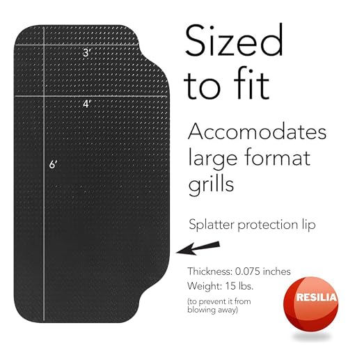 RESILIA Large Under Grill Mat – Heavy Duty, Reusable Outdoor Floor Protector Mats for Deck, Patio, & Garage – 72 Inch x 48 Inch with 12 Inch Splatter Protection Lip, Black Orange Peel, Made in the USA - color: Black - Orange Peel