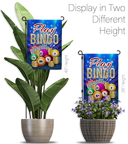 Breeze Decor Play Bingo Garden Flag Set with Stand Interests Games Bunco Night Dice Poker Hobbies Leisure Activity House Decoration Banner Small Yard Gift Double-Sided, Made in USA - size: Garden Flag Set 13"x 18.5" w/ Flagpole