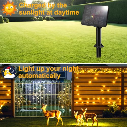 Solar String Lights Outdoor Waterproof Total 240LED 79FT Solar Garden Lights 8 Modes for Yard/Patio/Tree/Gazebo/Terrace/Fence/Pathway, 39Ft*2, 120LED*2 for Christmas - Warm White - size: 39ft 2 Packs
