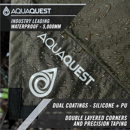 AquaQuest Guide Tarp – Ultralight Waterproof (5,000 mm) Seam-Taped 40D Ripstop Rain Fly for Backpacking, Stealth Camping & Thru-Hiking - color: Olive Drab Kit, size: 13 x 10 ft