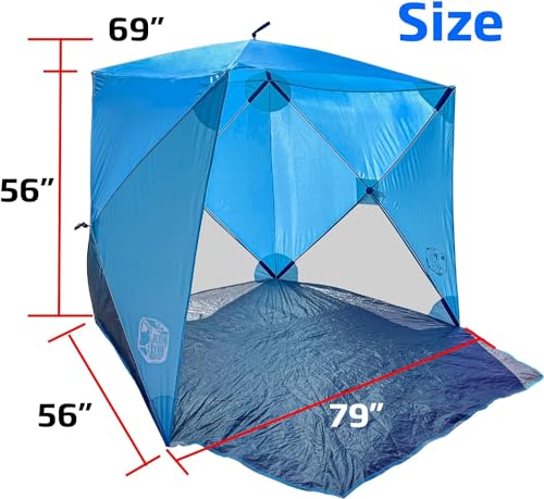Beach Cube Pop Up Beach Tent Portable Shade Sun Shelter UPF50+ UV Protection for 4 Person Expandable Floor for Beach Fishing Hiking Camping – Beach Blue Color New - color: BeachCube-Blue NEW