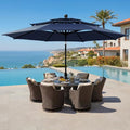 Sophia & William 10ft 3 Tier Auto-tilt Patio Umbrella,Wind Resistent,Outdoor Patio Umbrellas Double Vented Umbrella with Crank for Pool Garden Backyard, Navy - color: Dark Blue