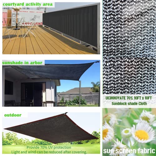 UCINNOVATE Sunblock Shade Cloth 70% Shade Net Greenhouse Covers 10ft x 10ft Fabric Mesh Tarp Sunshade Sunscreen UV Resistant Netting with Grommets for Garden Patio Lawn Plant Parking Yard or Kennel - color: 70% Shading Rate, size: 10X10FT
