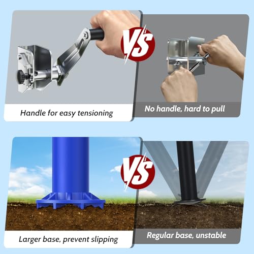 Professional Heavy Duty Volleyball Net Set for Backyard & Beach, Outdoor Net System with Steel Anti-Sag Winch, 32FT Reinforced Net, Height Adjustable Rust-Resistant Aluminum Poles, Portable Carry Bag - color: F-Red and Blue