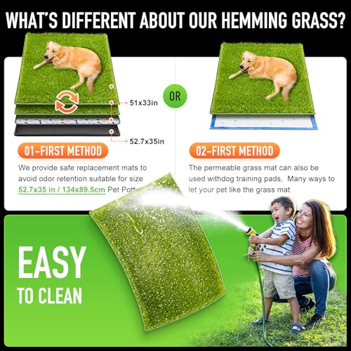 Hompet Artificial Dog Grass Pad for Dogs, 51"x33", Easy to Clean with Drainage Holes - size: 51 x 33"