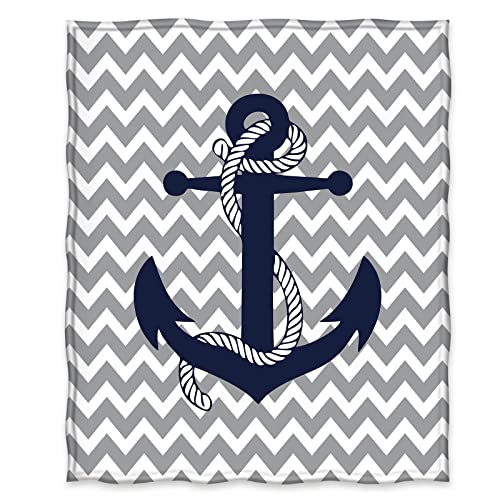 Jekeno Nautical Anchor Blanket Navy Tie Pattern with Gray and White Chevron Ripple Waves Print Gifts for Kids Boys Men Home Bedroom Living Room Decor Soft Cozy Lightweight Throw Blankets 50"x60" - color: Color3, size: 50"x60"