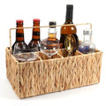LLOUSSAK Utensil Caddy, Outdoor Silverware Caddy with Handle, Wicker Utensil Holder for Party, Woven Divided Picnic Basket as Cutlery Holder, Outdoor Party Essentials (5 Compartments)