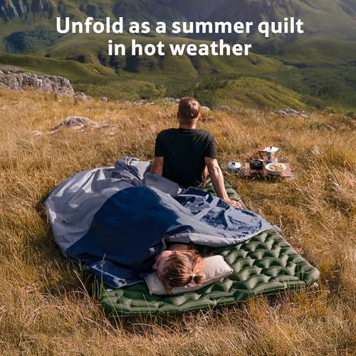 Naturehike Lightweight Compact Sleeping Bag, 59℉/32℉ Envelope Ultralight Backpacking Sleeping Bag Portable, Waterproof with Compression Sack for Cold&Warm, Camping, Traveling, Hiking - color: Blue