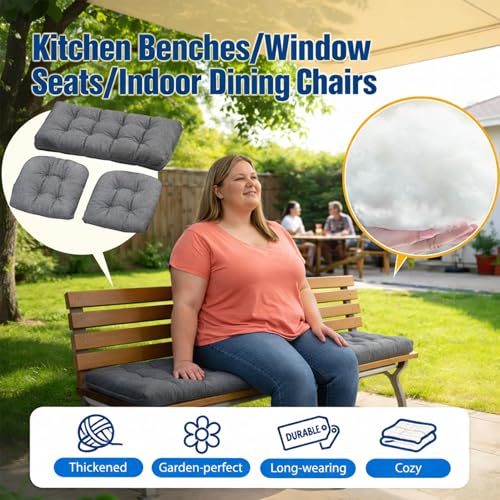 Wicker Chair Cushions for Outdoor Furniture Patio Loveseat Cushions Window Seat 19x19 Floor - color: Gray