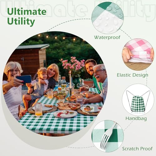 Picnic Table Cover with Bench Covers and Bag, Camping Table Camping Essentials Cover with Elastic Edges(Green) - color: Green