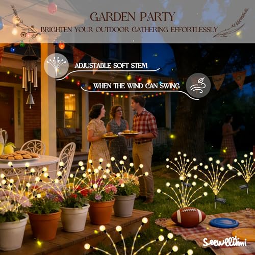Solar Garden Lights Outdoor Decor(6pack,56LED) Upgraded Solar Swaying Light for Garden Decorative, Waterproof Firefly Light with Big Bulb, for Yard,Patio,Pathway,Party(Warm White) - size: 6 Pack
