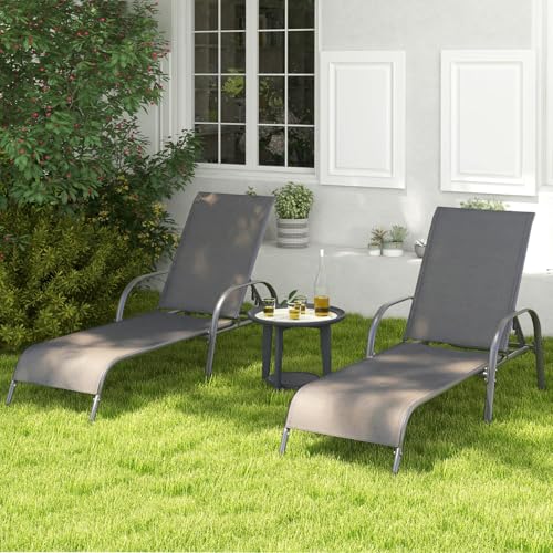 Tangkula Lounge Chair Outdoor, Patio Chaise Lounge with Adjustable Backrest, Reclining Pool Lounge Chair for Outside with Heavy Duty Steel Frame, Suitable for Beach, Yard, Balcony, Poolside - color: Grey