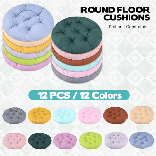 12 Pcs 16 Inch Round Floor Pillows Round Floor Cushions for Kids and Toddlers Flexible Seating Pillows Chair Floor Cushion Reading Cushion for Classroom Home School Playing Supplies(12 Colors) - size: 12 pcs