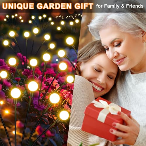NBQQ Solar Garden Lights,Solar Firefly Lights,Solar Lights Outdoor Decorative,Sway by Wind, High Flexibility Iron Wire & Heavy Bulb Base,Yard Patio Pathway Lawn(Warm White, 8 Pack) - color: Warm White, size: 8 pack