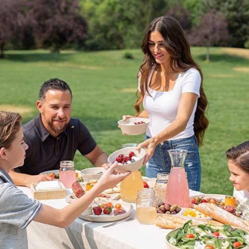 Grow Forward Premium Wheat Straw Plates and Bowls Sets - 8-Piece Wheat Straw Dinnerware Sets - Unbreakable & Reusable Microwave Safe Plastic Dinner Plates for Outdoors, RV, Camping Dishes - Sahara - color: Sahara Beige