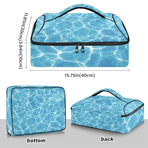Casserole Carriers for Hot or Cold Food Reusable Casserole Dish Carrier Insulated Thermal Large Capacity Durable Perfect for Party Camping Family Gatherings Yellow Fish - color: Bright Blue Pool Ripples