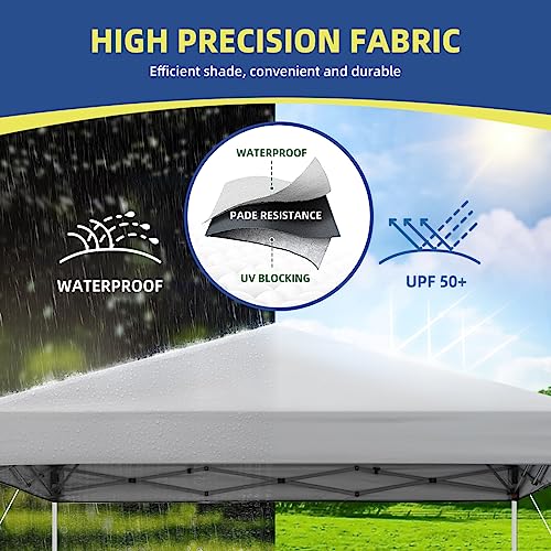 10x10 Pop Up Canopy Tent, Outdoor Instant Sun Shelter - White, Included 1 x Rolling Storage Wheeled Bag, 4 x Guylines, 8 x Stakes - color: Basic White