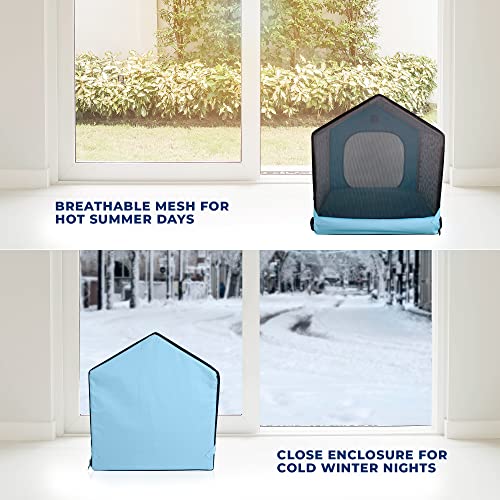 Pawtitas Portable Dog House for Small and Medium Dogs Comes with A Removable Cushion Pet Bed Mat Pillow | Anti-Slip Pad Under The House | Easy to Install, No Tools Or Screws are Required - Teal Comic