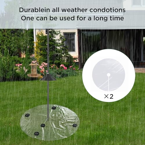2 Pack 47 Inch Clear Bird Feeder Mat, Heavy-Duty PE Seed Catcher for Poles, Waterproof Lawn Protector Mat Fits Shepherd Hooks & Bird House Poles