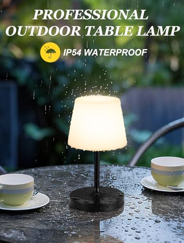 Kakanuo Black Cordless Shower Lamp Waterproof, Rechargeable Cordless Lamp with 4000mAh Battery, Touch Dimmable Table Lamp for Outdoor, Kitchen, Bathroom, Camping, Patio, IP54 - color: Black