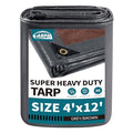 TARPAL tarp 4x12 Feet Super Heavy Duty Tarps Cover 20mil Waterproof UV Protection Rip and Tear Proof Tarpaulin with Grommets(Grey/Brown) - size: 4x12 Feet-Finished size