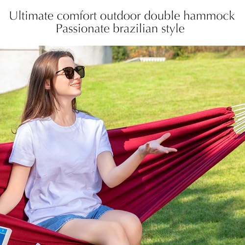PNAEUT Double Hammocks for Outside, Replacement Outdoor Tree Hammock for Indoor Patio Porch Garden (Cherry, Medium) - color: Cherry, size: Medium