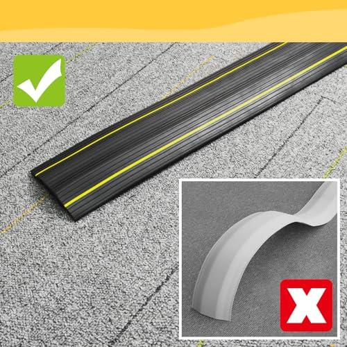 20 Ft Heavy Duty Floor Cord Cover Cable Protector, 3 Channels Protect Cords and Prevent a Trip Hazard— Conceal Wires at Home, Office, Warehouse, Workshop, Concerts - size: 20 Ft